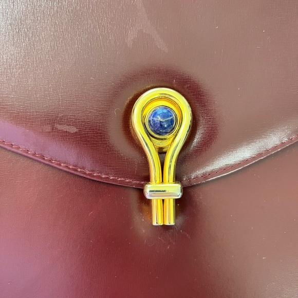 GUCCI VTG 70's Tigers Eye Locket Flap Handbag Tote - Picture 9 of 12